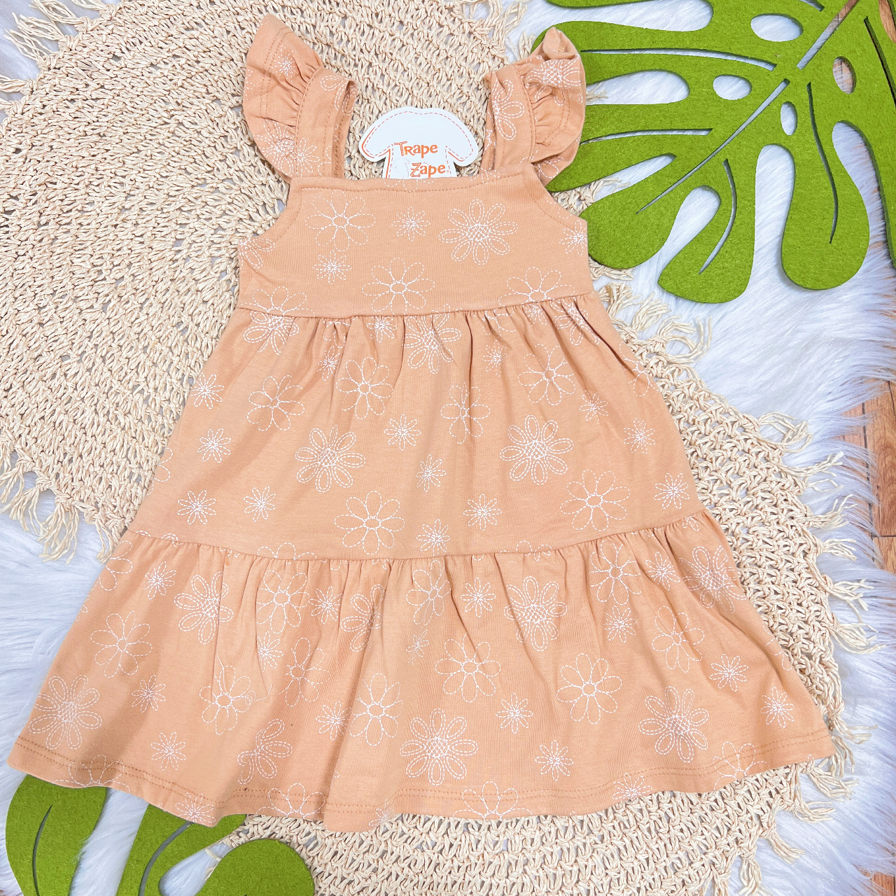 Vestido Midi com Flores - Laranja